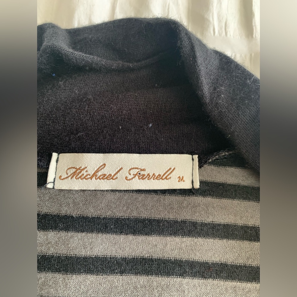 Michael Farrell Black and Gray Striped Women's Cardigan - Picture 6 of 16